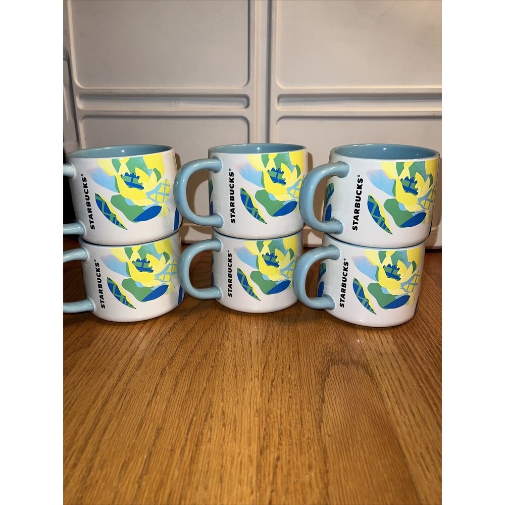 Starbucks Citrus Coffee Mug Ceramic Yellow Blue 14oz 2023 Set Of 6 NEW